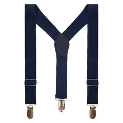 Adjustable Y-Back Suspenders for Boys – Dark Blue (Clip-On & Stretchable) [AKA032]