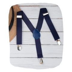 Adjustable Y-Back Suspenders for Boys – Dark Blue (Clip-On & Stretchable) [AKA032]