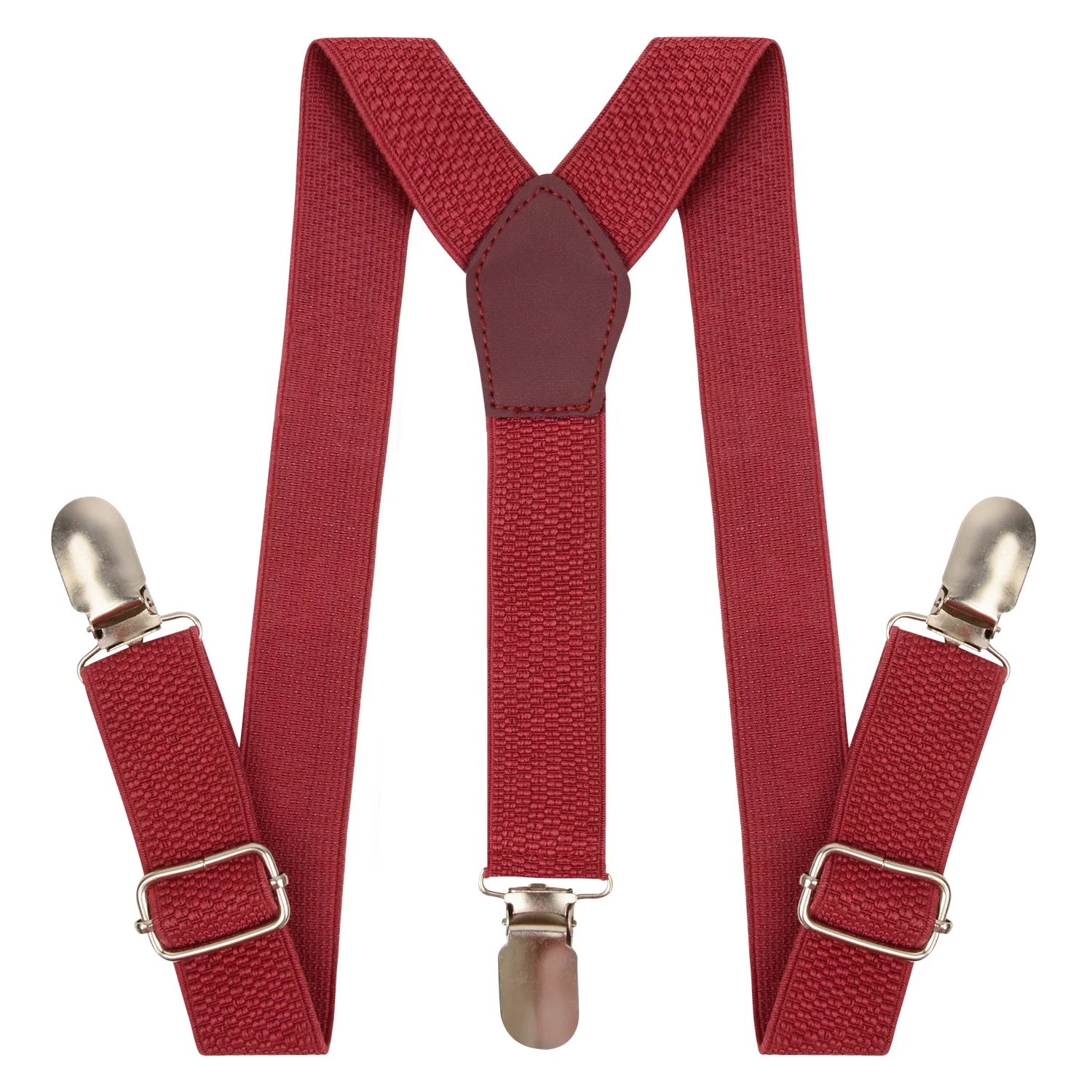 Adjustable Y-Back Suspenders for Boys – Maroon (Clip-On & Stretchable) [AKA033]