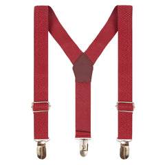 Adjustable Y-Back Suspenders for Boys – Maroon (Clip-On & Stretchable) [AKA033]