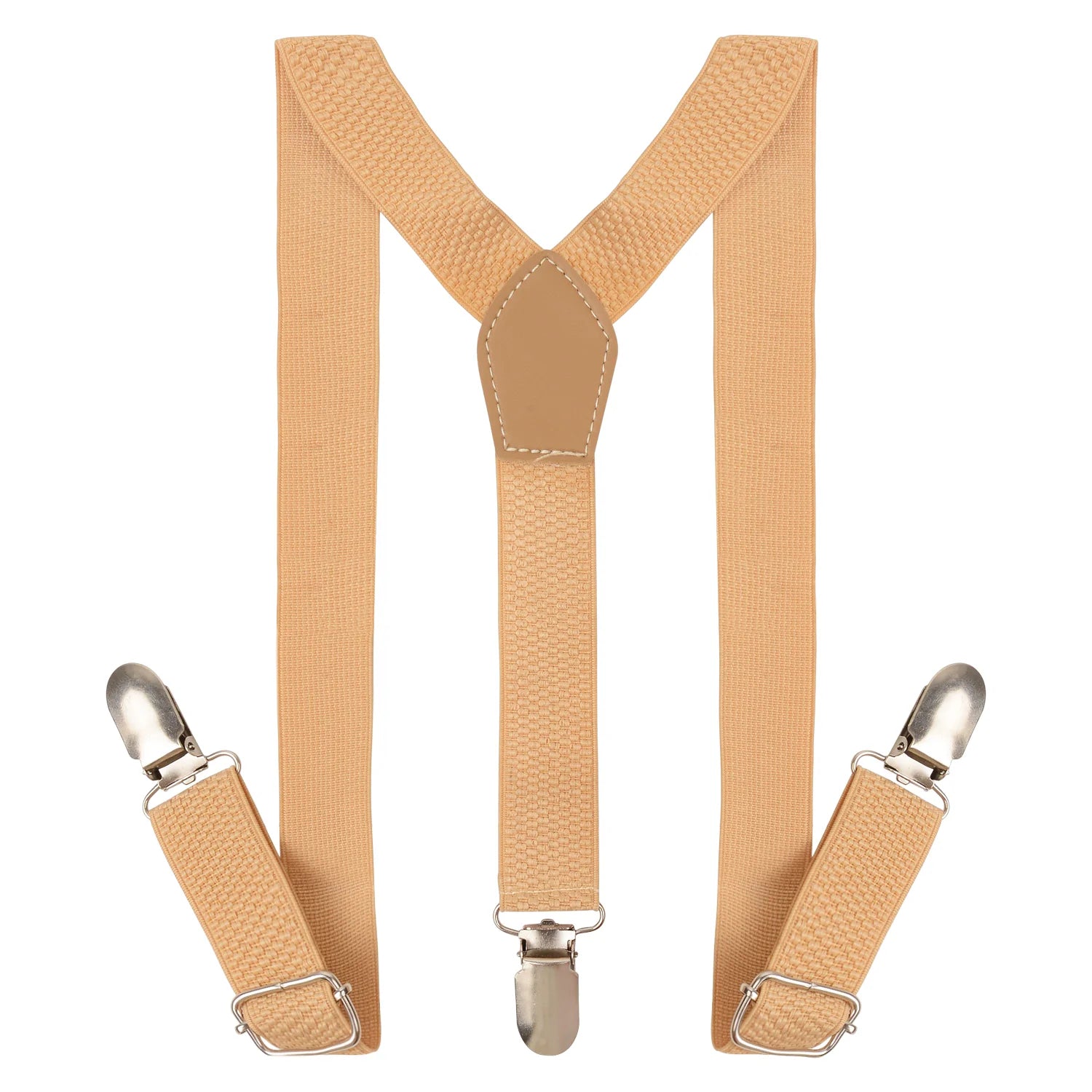 Adjustable Y-Back Suspenders for Boys – Beige (Clip-On & Stretchable) [AKA034]