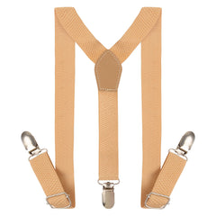 Adjustable Y-Back Suspenders for Boys – Beige (Clip-On & Stretchable) [AKA034]