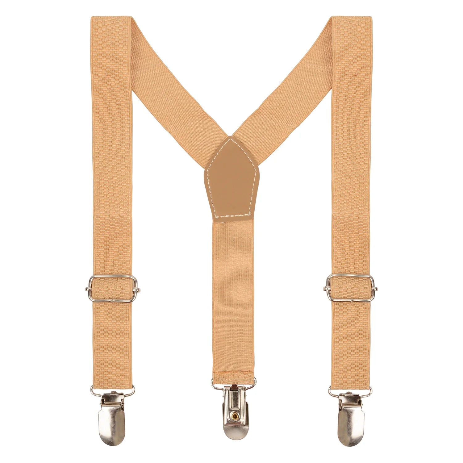 Adjustable Y-Back Suspenders for Boys – Beige (Clip-On & Stretchable) [AKA034]