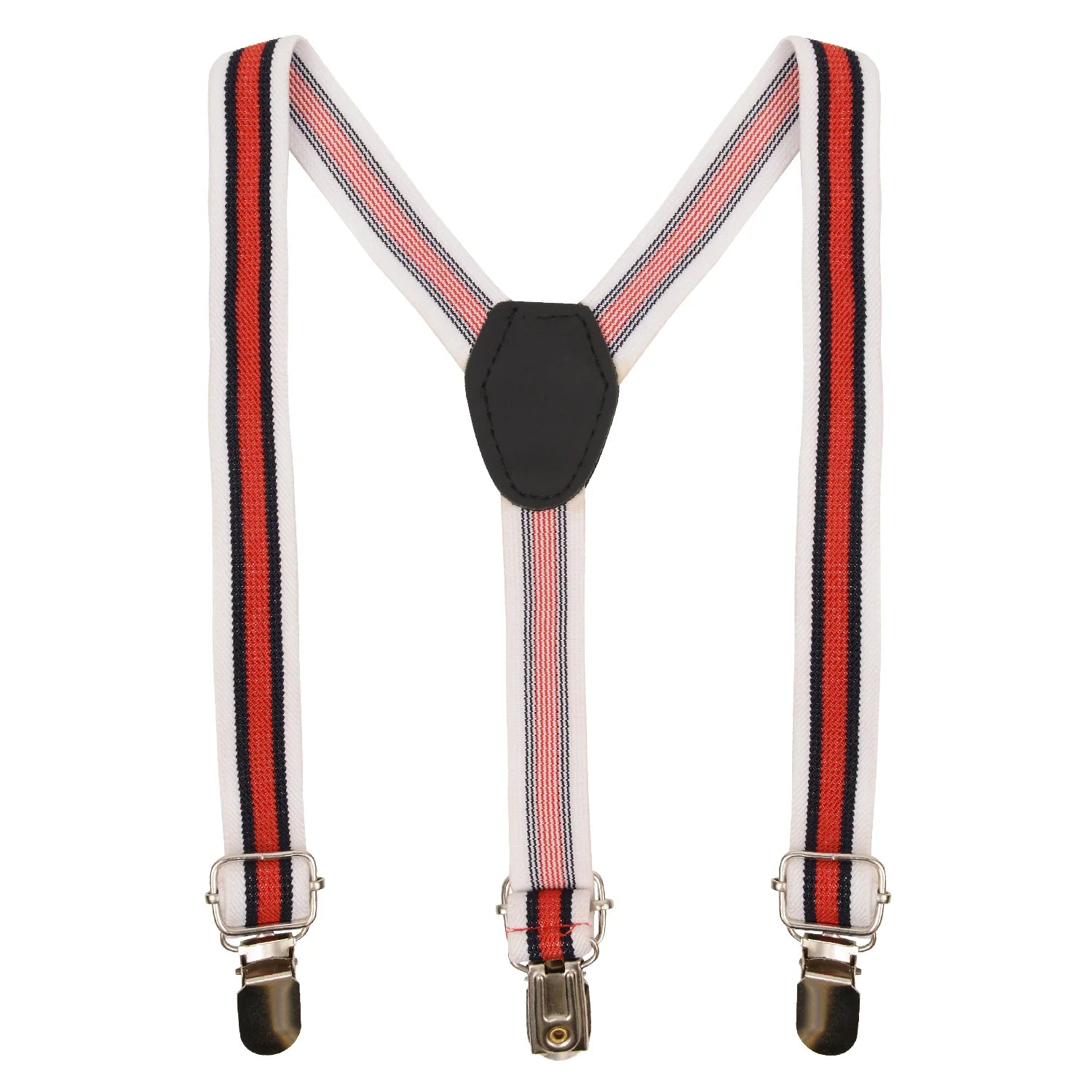 Striped Red Adjustable Suspenders for Boys – Y-Back Clip-On & Stretchable [AKA037]