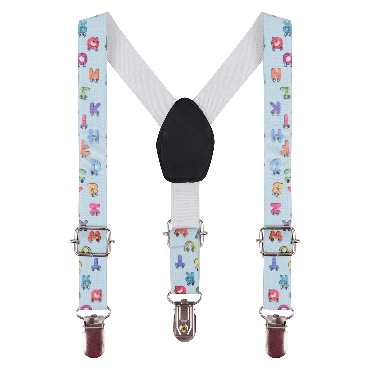 Blue Alphabets Adjustable Suspenders for Boys – Y-Back Clip-On & Stretchable [AKA040]