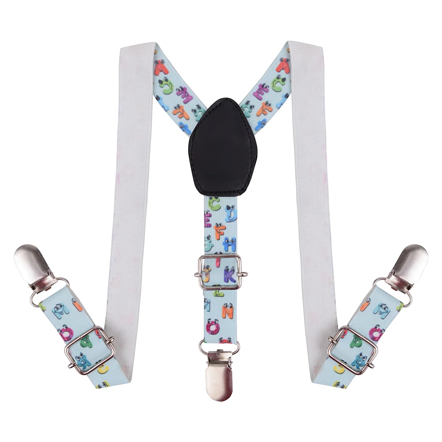 Blue Alphabets Adjustable Suspenders for Boys – Y-Back Clip-On & Stretchable [AKA040]
