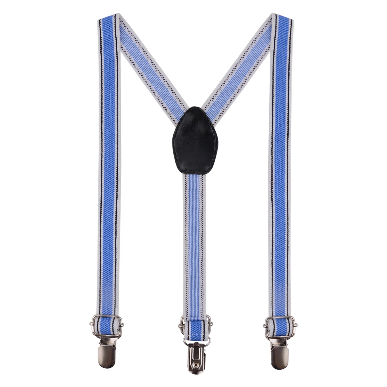 Striped Blue Adjustable Suspenders for Boys – Y-Back Clip-On & Stretchable [AKA044]