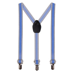 Striped Blue Adjustable Suspenders for Boys – Y-Back Clip-On & Stretchable [AKA044]