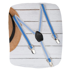 Striped Blue Adjustable Suspenders for Boys – Y-Back Clip-On & Stretchable [AKA044]