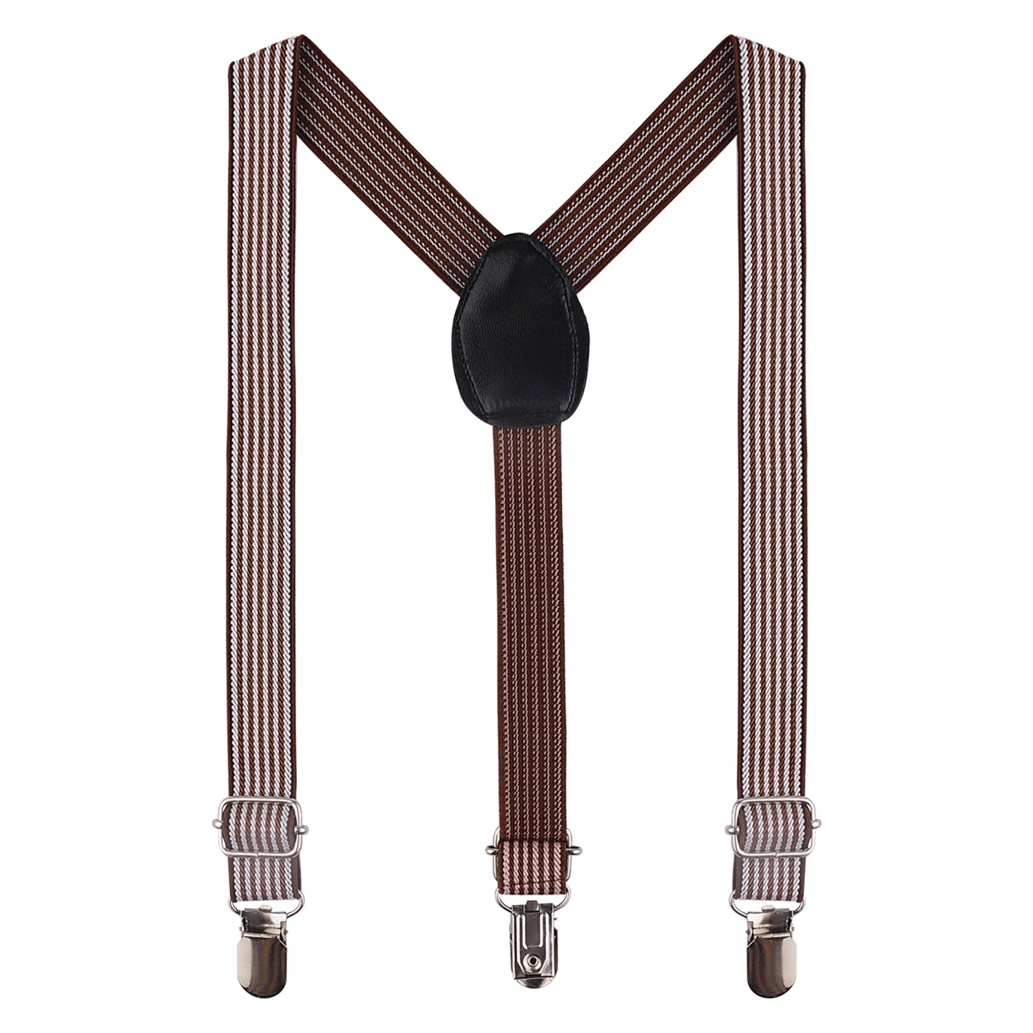 Adjustable Y-Back Suspenders for Boys – Brown (Clip-On & Stretchable) [AKA045]