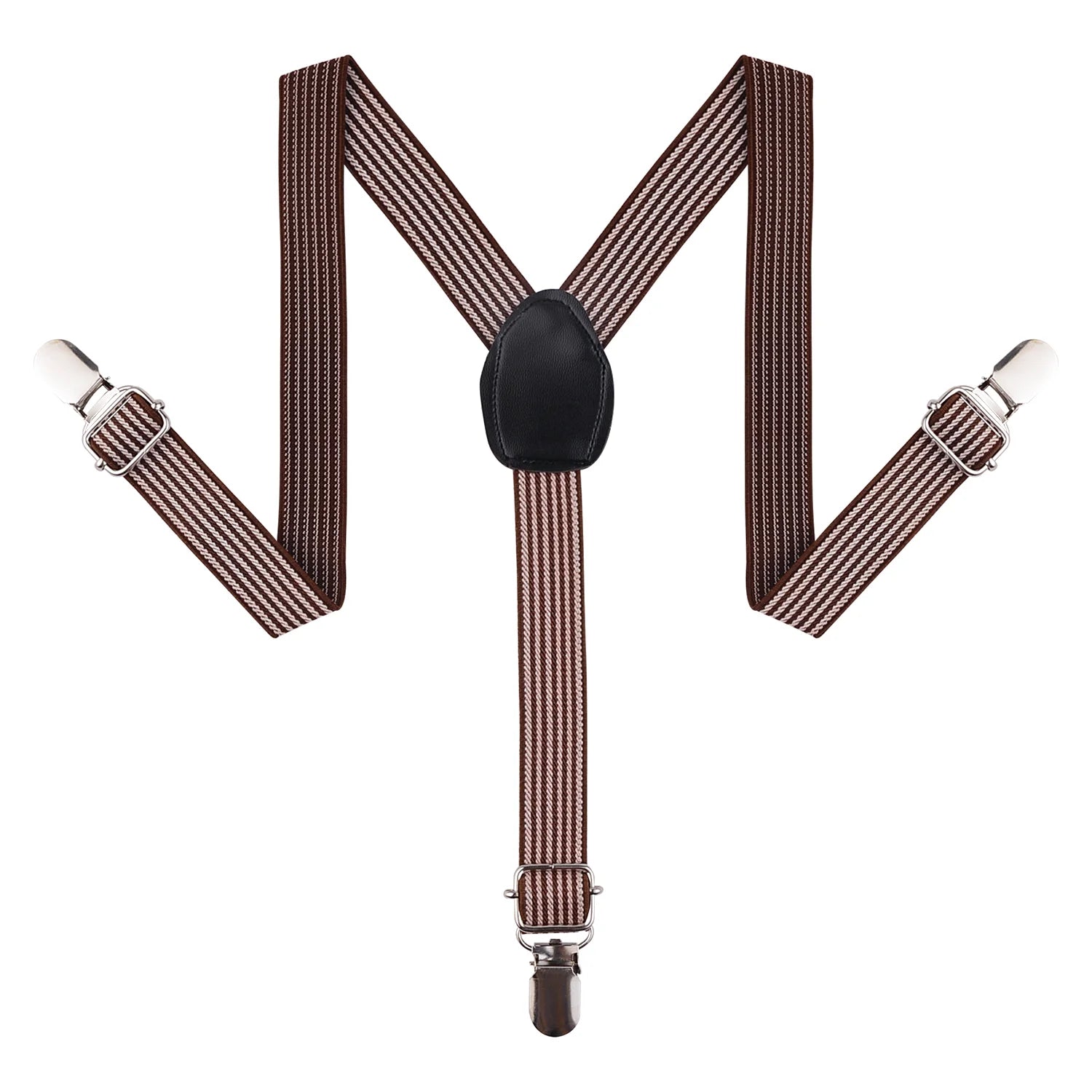 Adjustable Y-Back Suspenders for Boys – Brown (Clip-On & Stretchable) [AKA045]