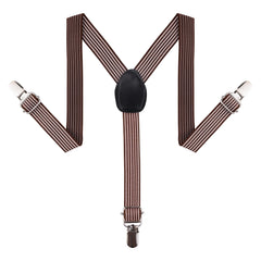 Adjustable Y-Back Suspenders for Boys – Brown (Clip-On & Stretchable) [AKA045]