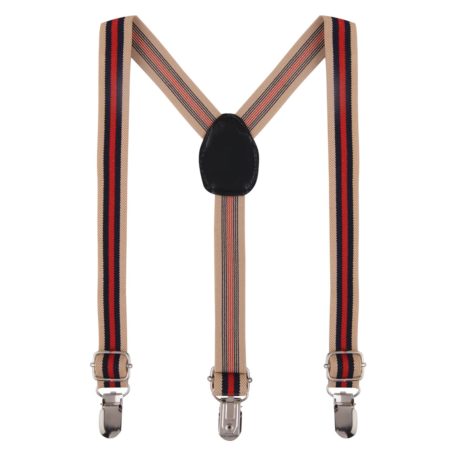 Striped Multicolor Adjustable Suspenders for Boys – Y-Back Clip-On & Stretchable [AKA046]