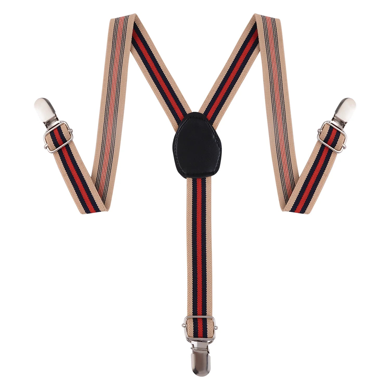 Striped Multicolor Adjustable Suspenders for Boys – Y-Back Clip-On & Stretchable [AKA046]