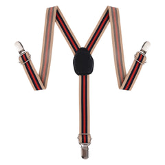 Striped Multicolor Adjustable Suspenders for Boys – Y-Back Clip-On & Stretchable [AKA046]