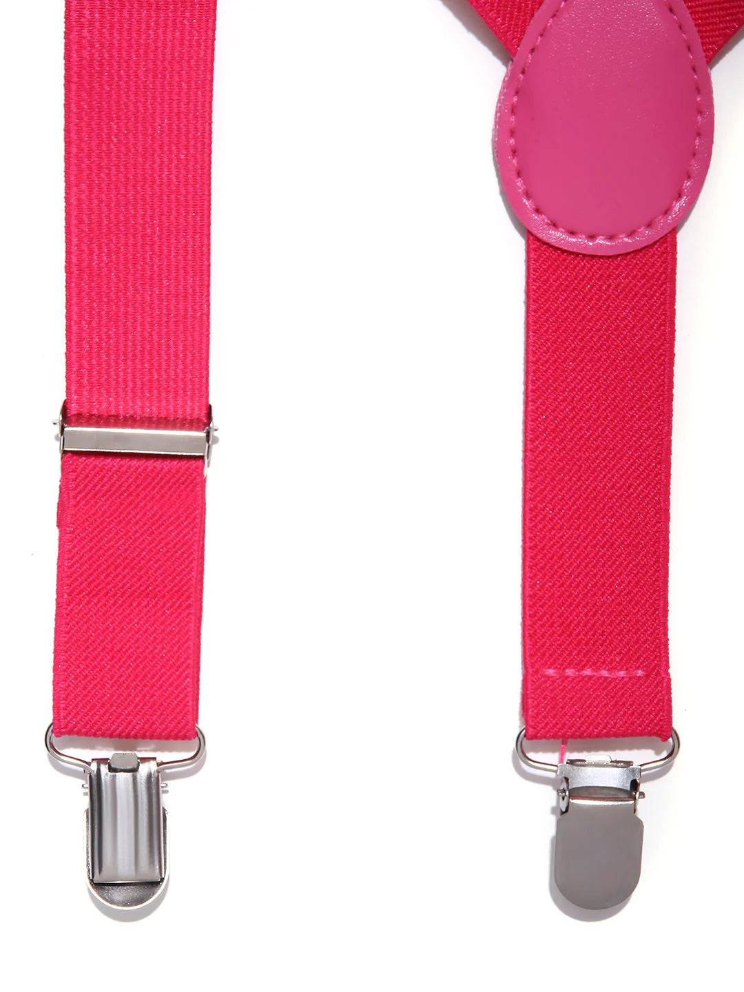 Adjustable Y-Back Suspenders for Boys – Pink (Clip-On & Stretchable) [AKA049]