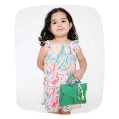 Green Fimo Bead & Ribbon Bow Bag Charm [AKC011]