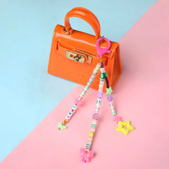 Pink Multicolor Fimo Bead Bag Charm [AKC014]
