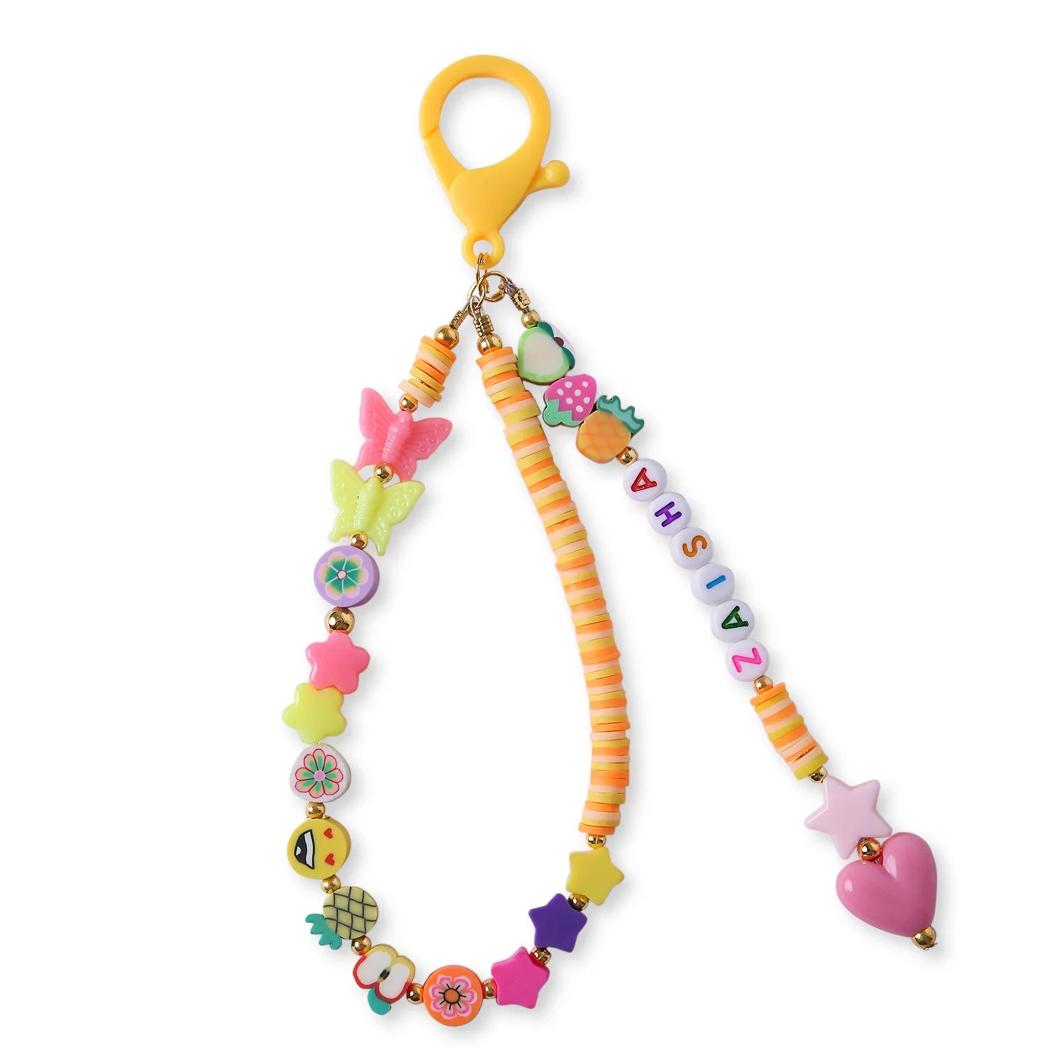 Neon Orange Personalized Bag Charm [AKC017--P]