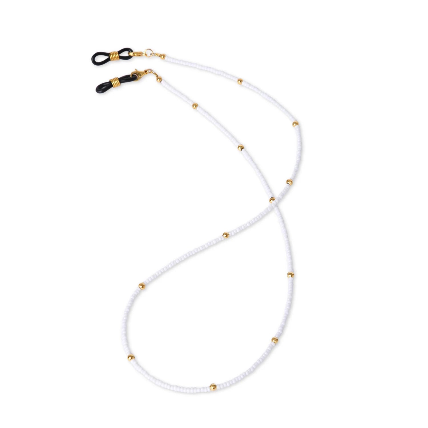 White Beaded 2-in-1 Mask & Sunglass Holder for Kids [AMC014]