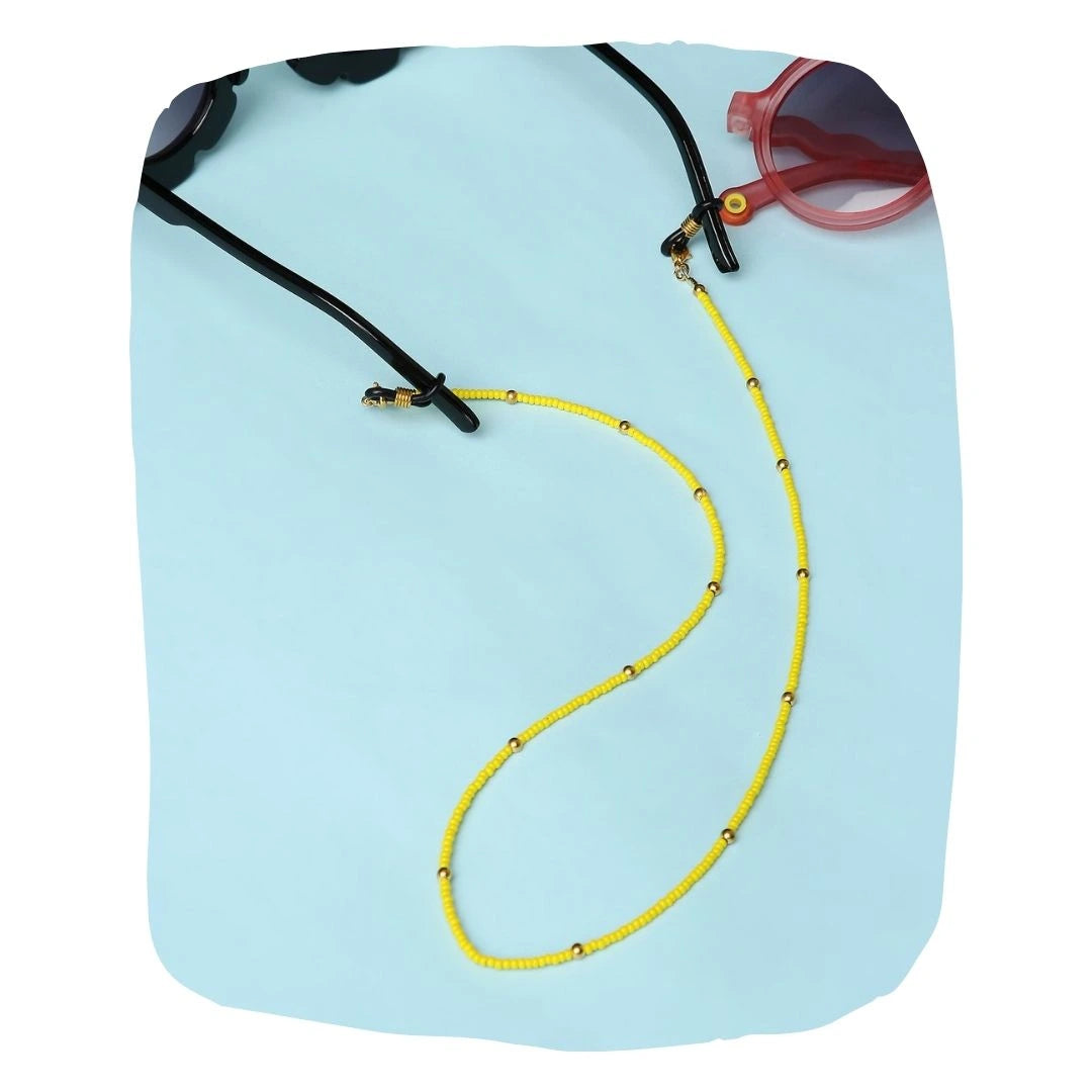 Yellow Beaded 2-in-1 Mask & Sunglass Holder for Kids [AMC015]