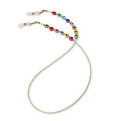Mint Beaded Personalized Name & Heart Beads 2-in-1 Mask & Sunglass Holder [AMC022--P]