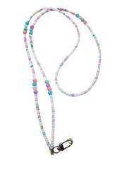 Arendelle Handcrafted Pastel Multicolour Beaded Mobile Lanyard Necklace with Universal Holder | Cute Neck Accessory for Smartphones