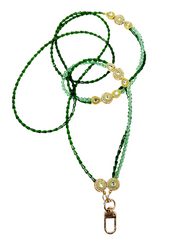 Arendelle Handmade Green Ethnic Beaded Mobile Lanyard Necklace with Universal Holder | Festive Neck Accessory for Smartphones