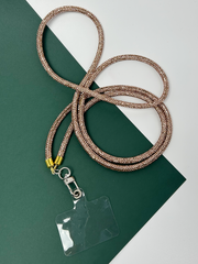Arendelle Handmade Rose Gold Rhinestone Crystal Rope Mobile Lanyard Necklace with Universal Holder | Elegant Neck Accessory for Smartphones