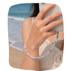 Arendelle Pastel Shell Beaded Phone Wristlet with Universal Holder | Handcrafted Vibrant Wrist Strap