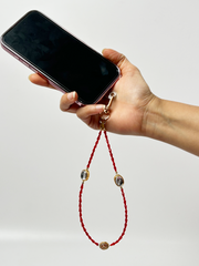Arendelle Red Meenakari Kundan Beaded Phone Wristlet with Universal Holder | Traditional Wrist Strap