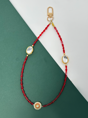 Arendelle Red Meenakari Kundan Beaded Phone Wristlet with Universal Holder | Traditional Wrist Strap