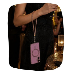 Arendelle Rose Gold Rhinestone Phone Wristlet with Universal Holder | Chic Wrist Strap Accessory