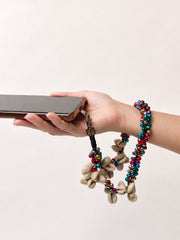 Navratri Ghungroo & Kodi Shell Phone Wristlet – Festive Garba Wrist Strap