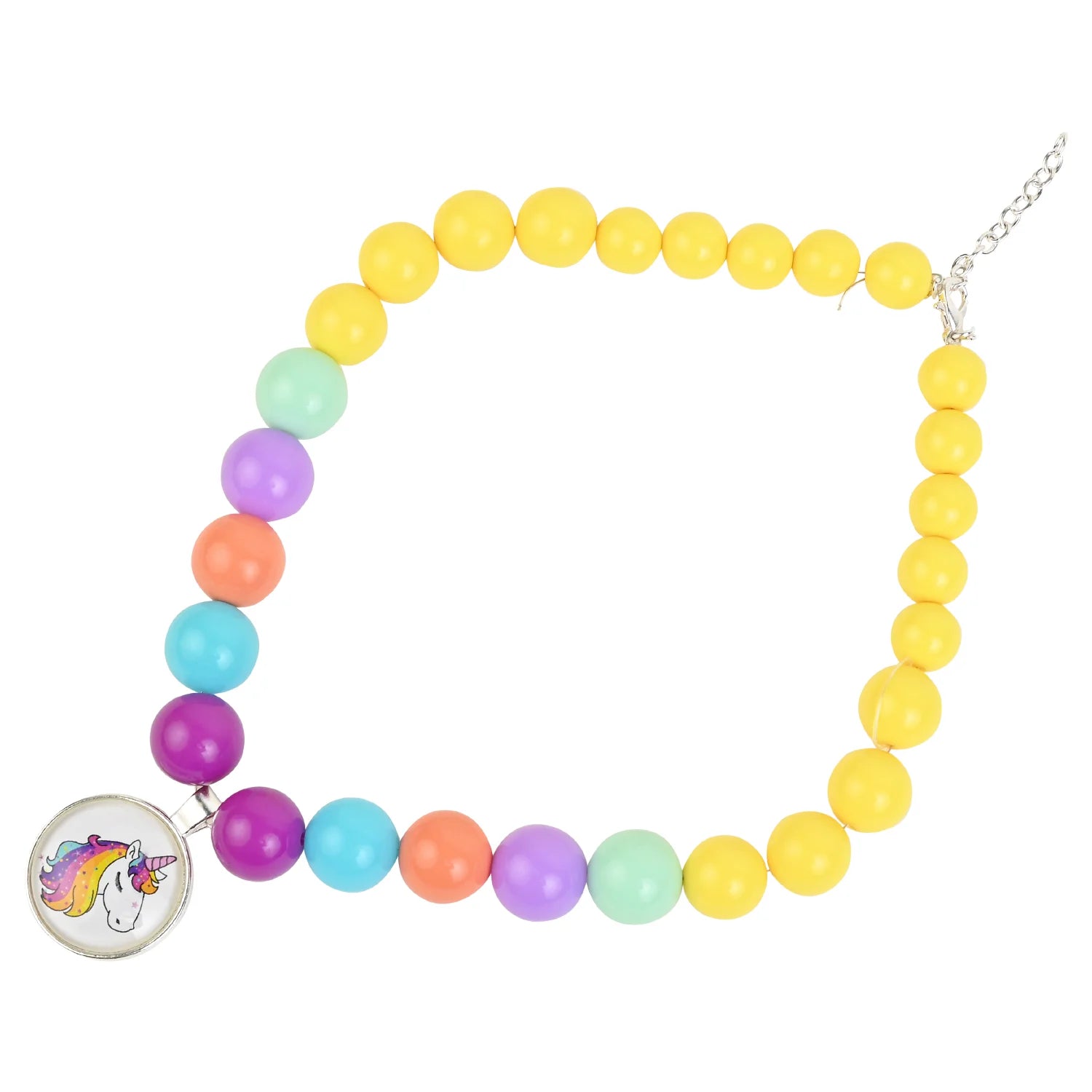 Colourful Beads Necklace with Unicorn Charm [ANC027]