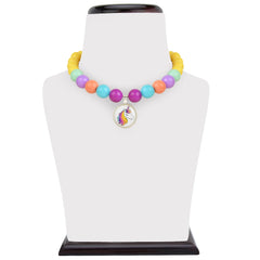 Colourful Beads Necklace with Unicorn Charm [ANC027]