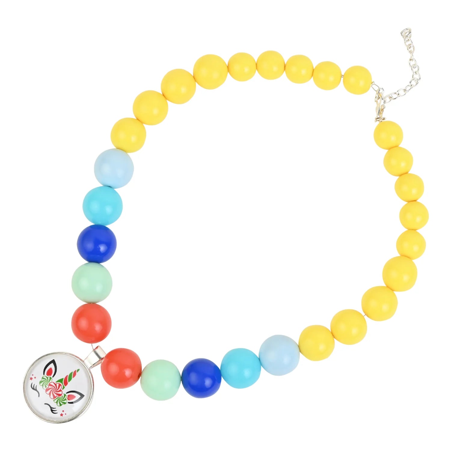Pastel Beaded Necklace with Unicorn Charm – Cute & Aesthetic Jewelry for Girls [ANC028]