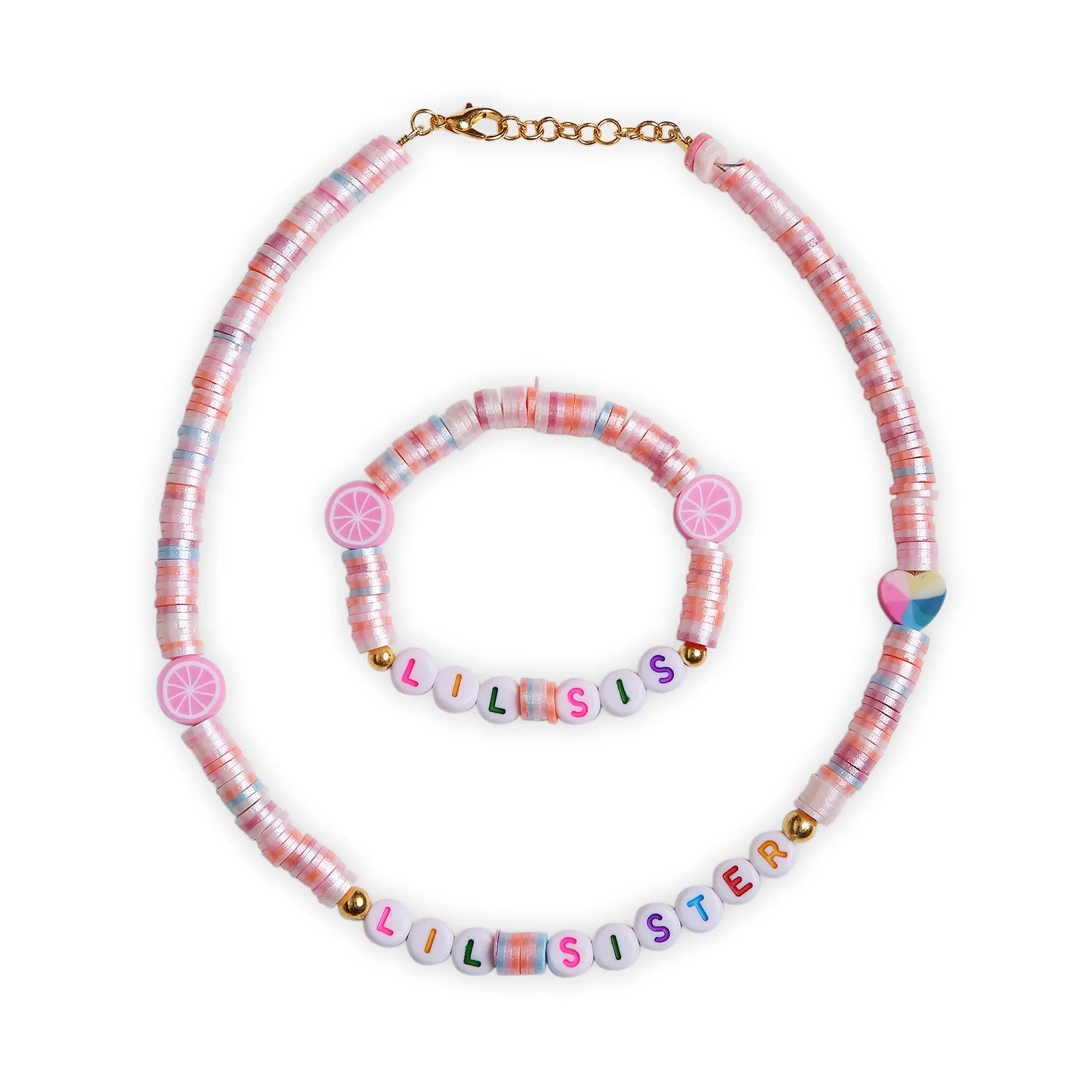 Personalized Pastel Bead Necklace & Bracelet Set – Adorable & Unique [ANC031]