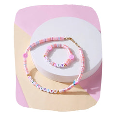 Personalized Pastel Bead Necklace & Bracelet Set – Adorable & Unique [ANC031]