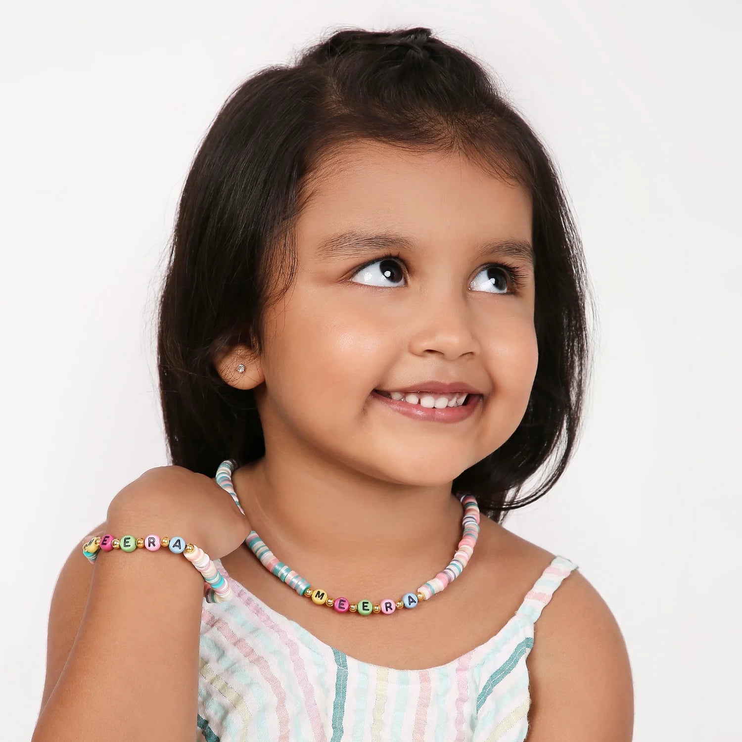Custom Name Bead Necklace & Bracelet Set – Stylish & Playful Jewelry [ANC032]