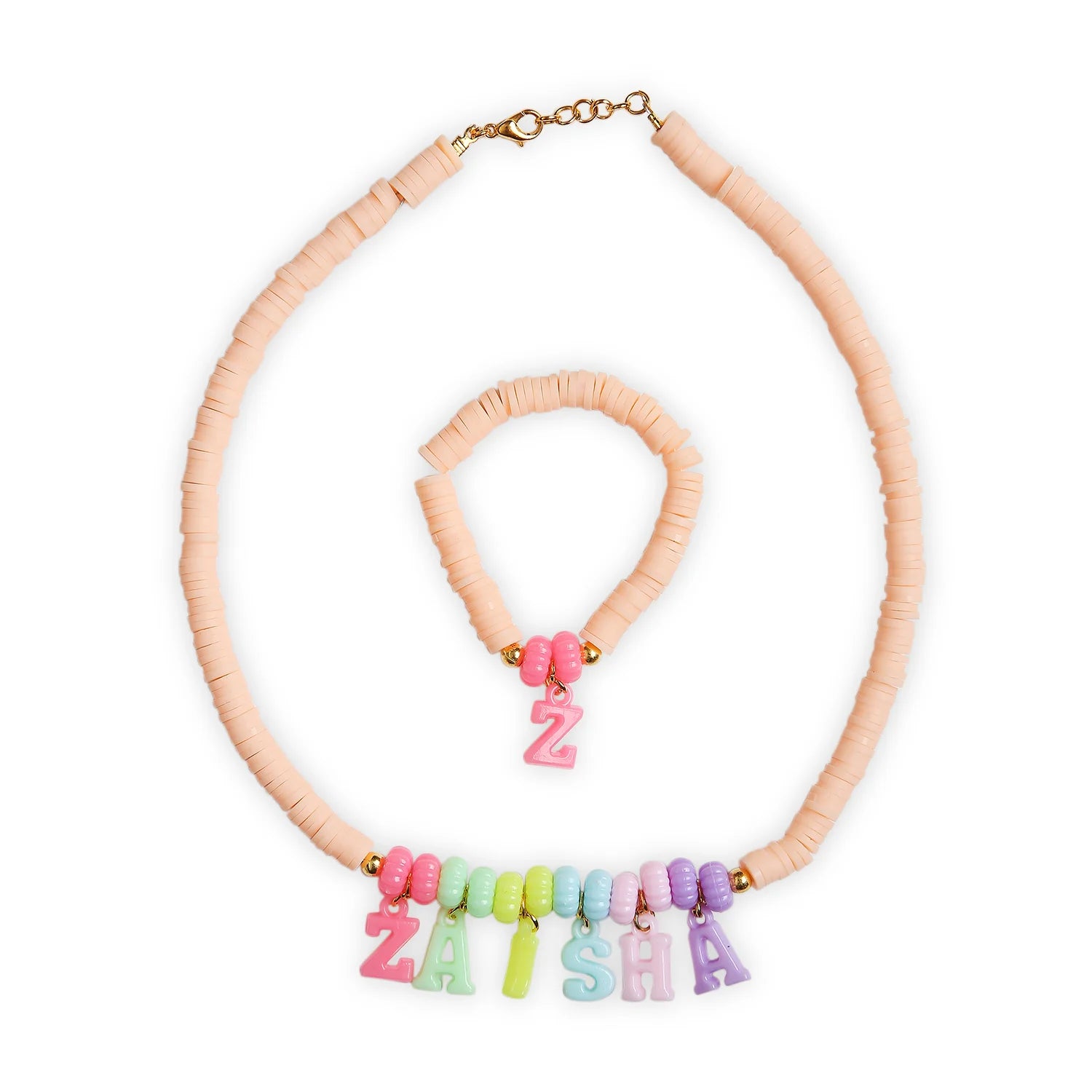 Name Beaded Necklace & Bracelet Set – Trendy & Personalized Gift [ANC033]