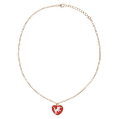 Unicorn Heart Pendant Necklace for Girls – Red Enamel Charm [APD075]