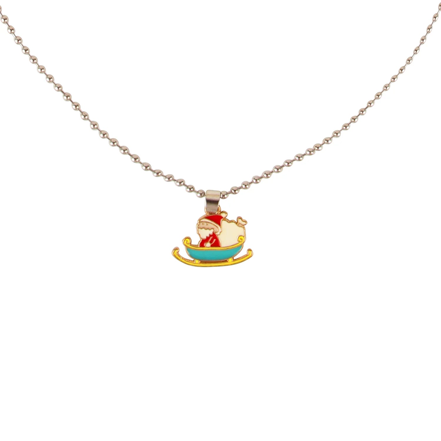 Santa Sleigh Pendant Necklace for Kids – Christmas Jewelry [APD086]