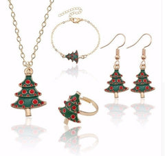 Christmas Special Tree Pendant, Bracelet, Earrings and Ring Set [APS015]