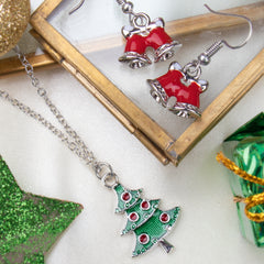 Christmas Special Christmas Tree and Red Bell Earrings Set [APS017]