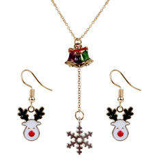 Christmas Special Bell and Snowflake Pendant Reindeer Earrings Set [APS018]