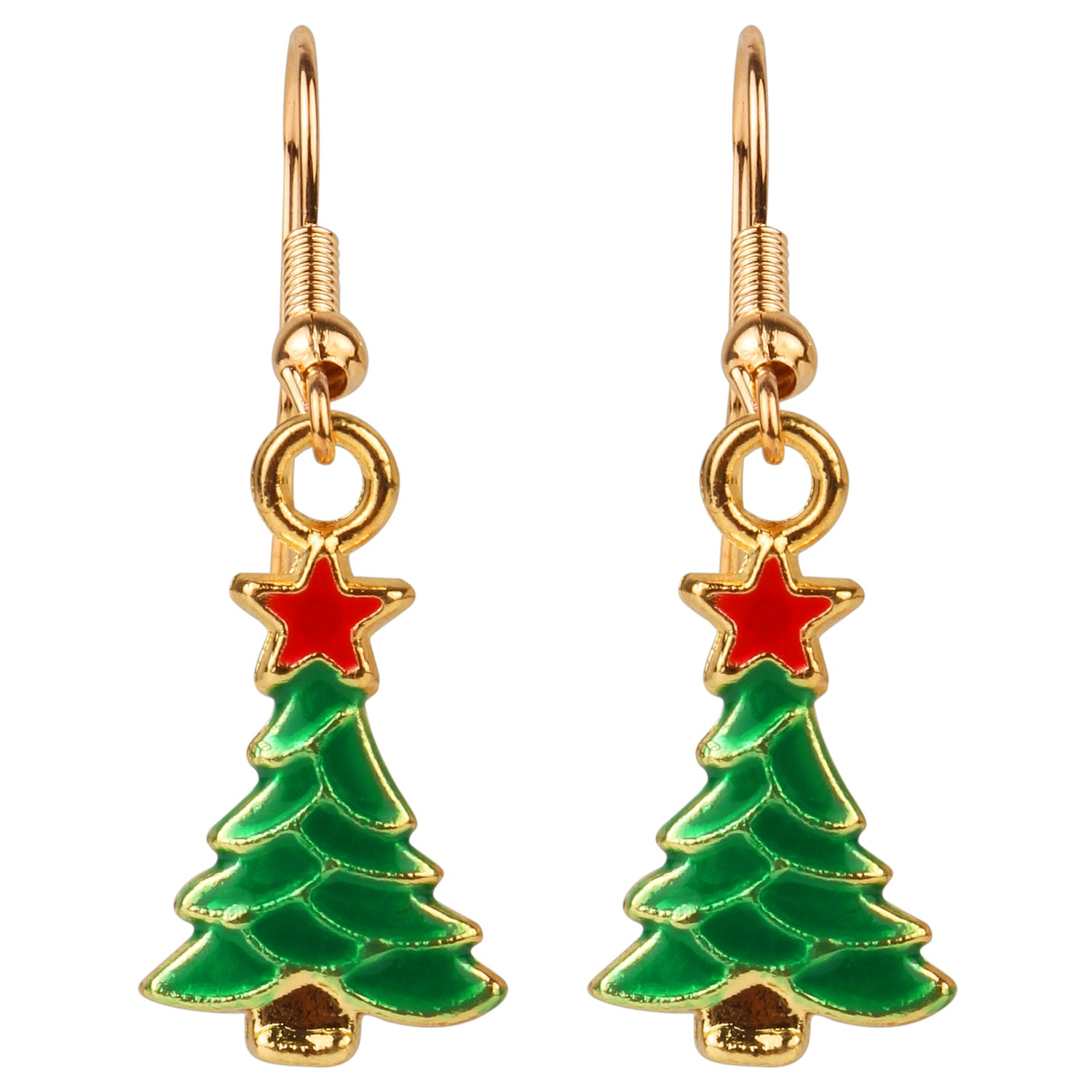 Christmas Wreath and Bell Pendant Tree Earrings [APS022]