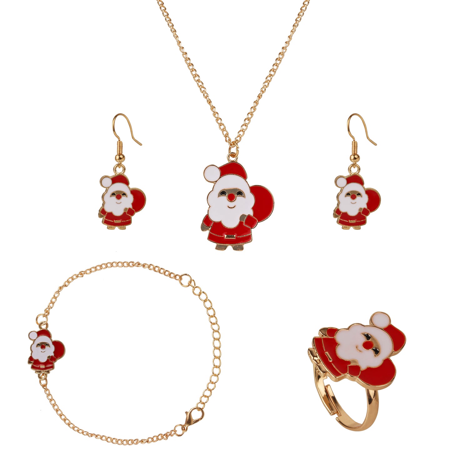 Christmas Special Santa Claus Pendant, Earrings, Ring and Bracelet Set [APS023]