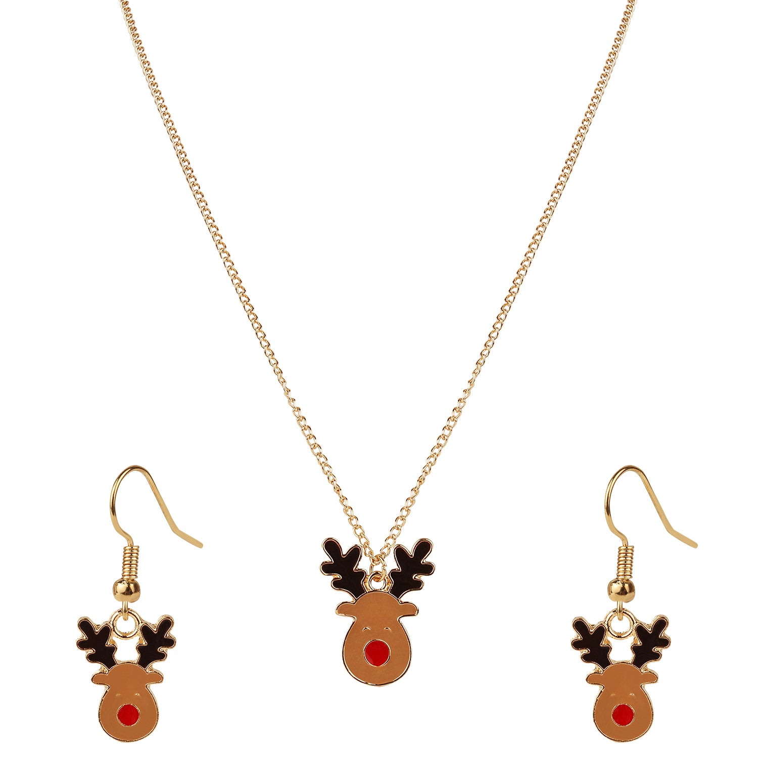 Christmas Special Rudolf Reindeer Pendant, Earrings, Ring and Bracelet Set [APS024]