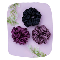 Black Satin Hair Scrunchies Pack - Luxury Hair Accessories